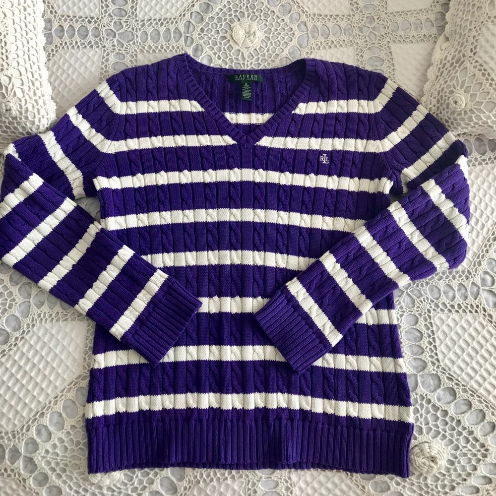 RALPH LAUREN purple striped sweater, 💯 cotton